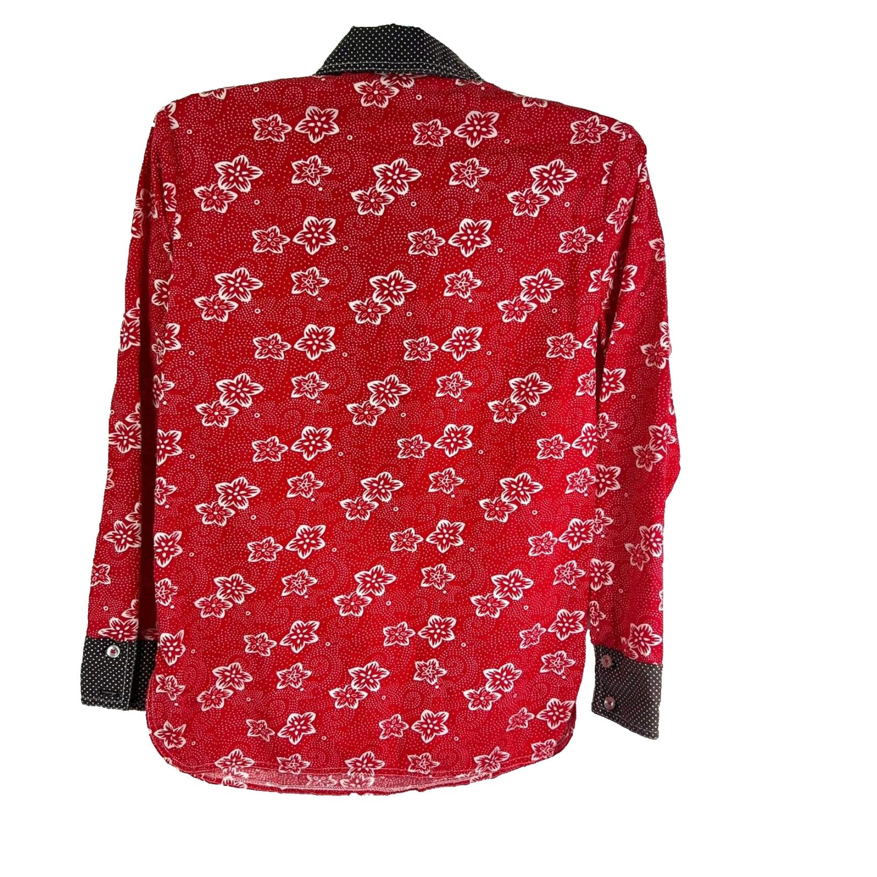 Vintage Vintage Michigan Women's Size S Long Sleeve Floral Button-Up Shirt Red Black Size S / US 4 / IT 40 - 6 Thumbnail