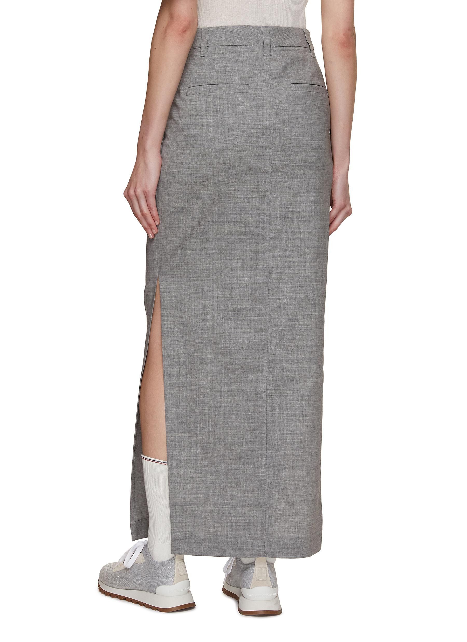 Brunello Cucinelli o1y0725 Maxi Skirt in Gray Size 32" / US 10 / IT 46 - 3 Thumbnail