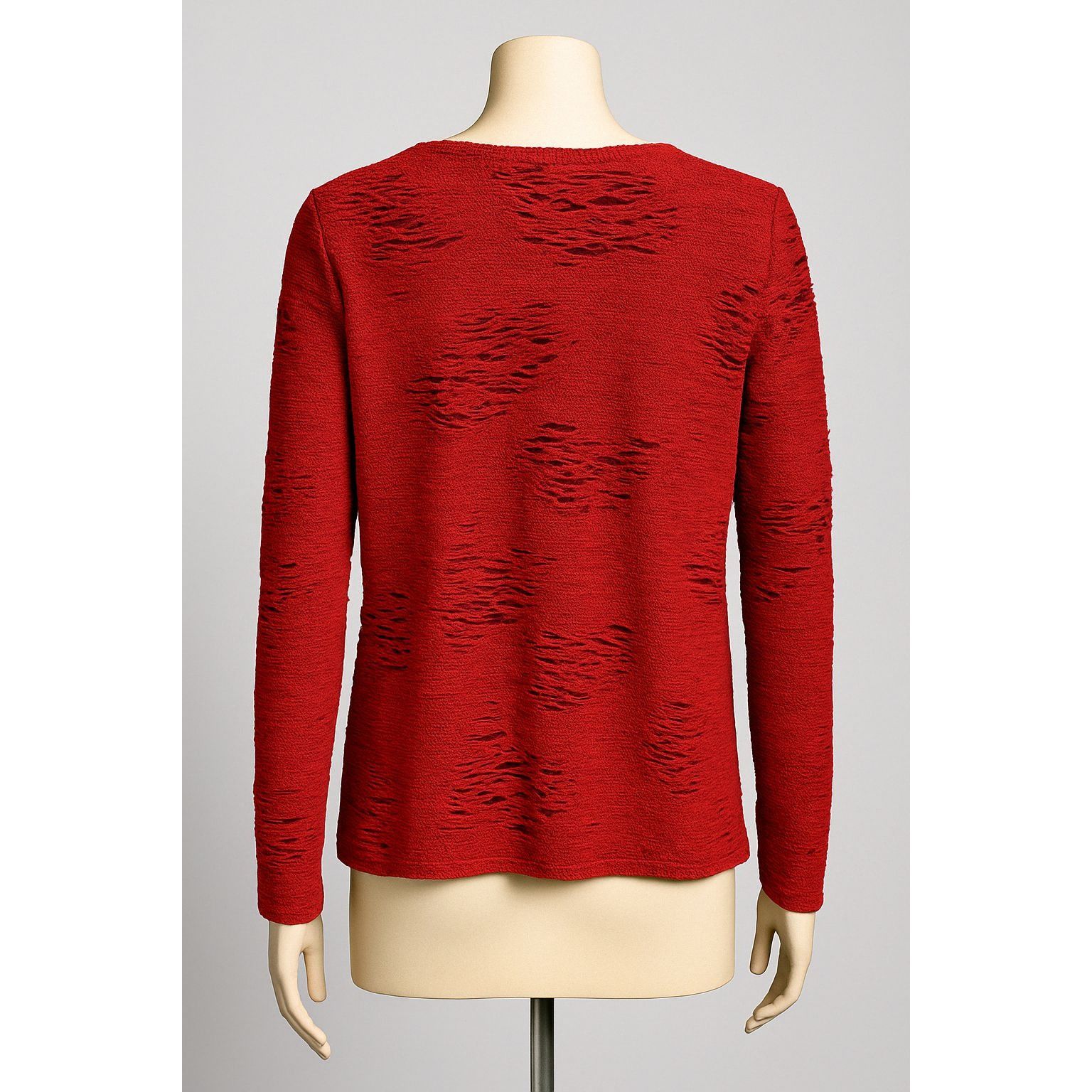Chicos Chicos Red Textured Long Sleeve Distressed Art To Wear Long Size L / US 10 / IT 46 - 5 Thumbnail