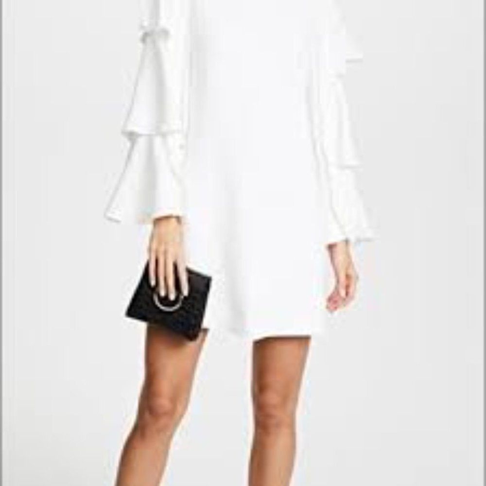 ALEXIS Alexis Marianna Tiered Bell Sleeved Ecru Mini Shift Dress Size S / US 4 / IT 40 - 2 Thumbnail