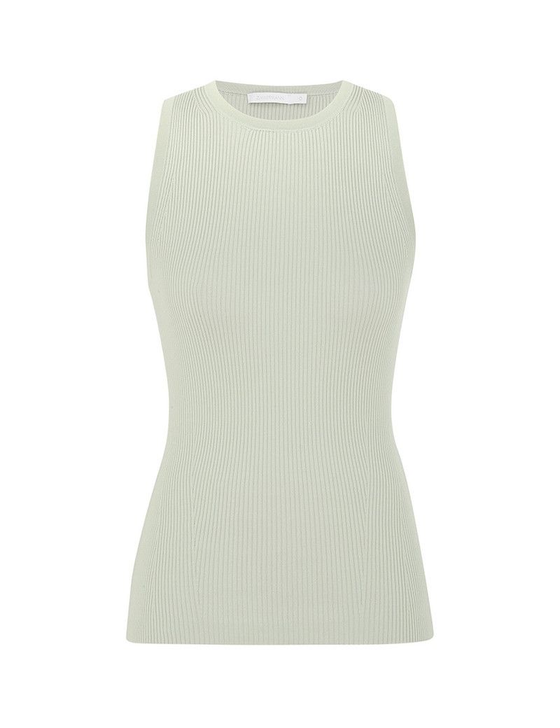 Zimmermann oc11z0226 Tallow Knit Racer Tank Top In Mint Green Size M / US 6-8 / IT 42-44 - 1 Thumbnail
