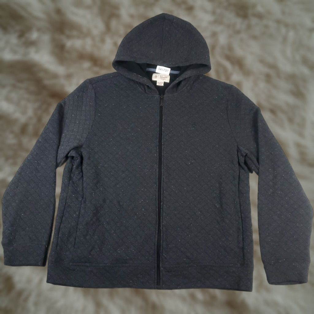 Original Penguin VINTAGE Original Penguin Hoodie Mens Full Zip Up Sweatshirt 2XL Gray Knit Logo All Seasons Size US XXL / EU 58 / 5 - 1 Thumbnail