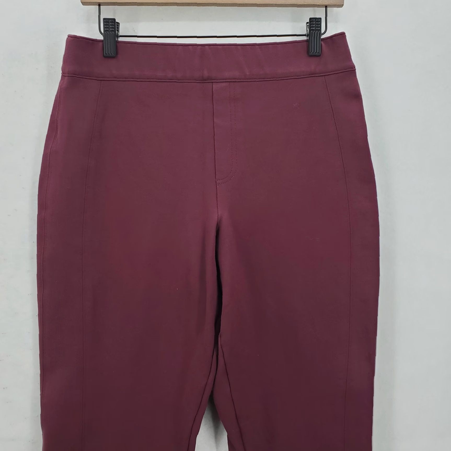 Spanx Spanx Pants Womens Large Burgundy Ponte Knit Pull On Ankle Skinny Back Pockets Size 36" / US 14 / IT 50 - 2 Thumbnail