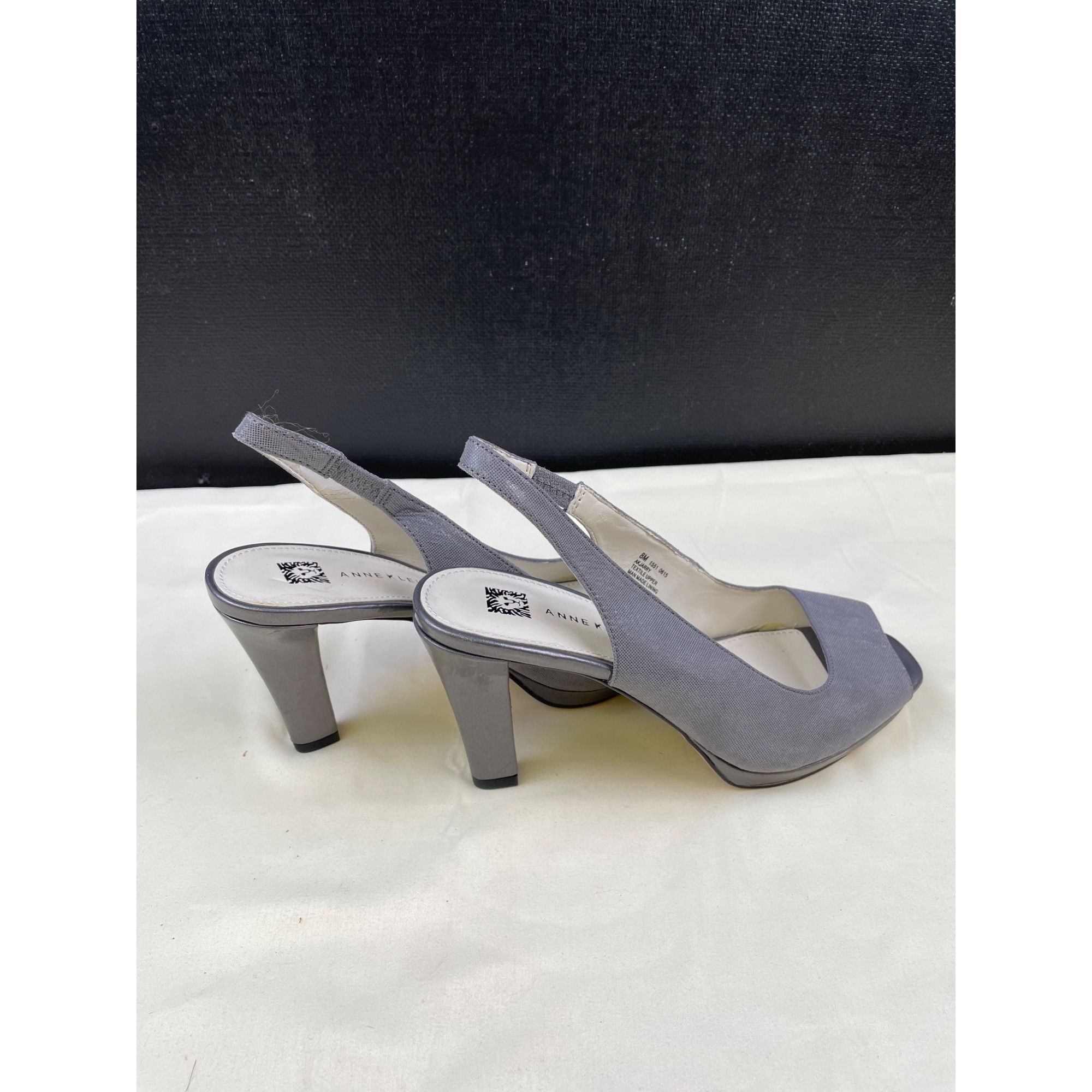 Anne Klein Anne Klein Women's Gray Sling Back Peep Toe Shoes/Heels 3.75 Size US 8 / IT 38 - 3 Thumbnail