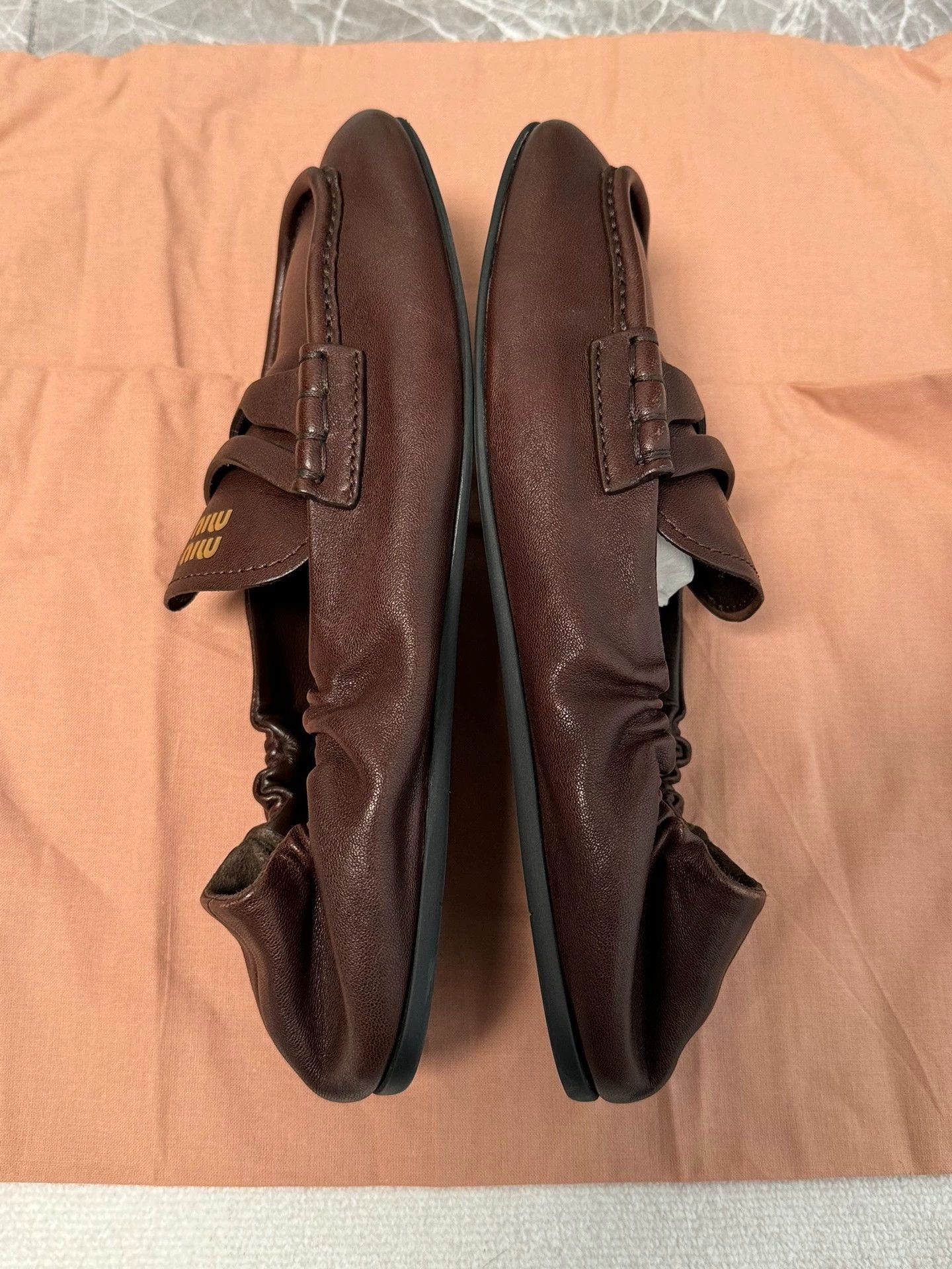 Miu Miu Miu Miu stone brown slip-on Nappa loafer Jang Won-young Size US 4.5 / IT 34.5 - 8 Thumbnail