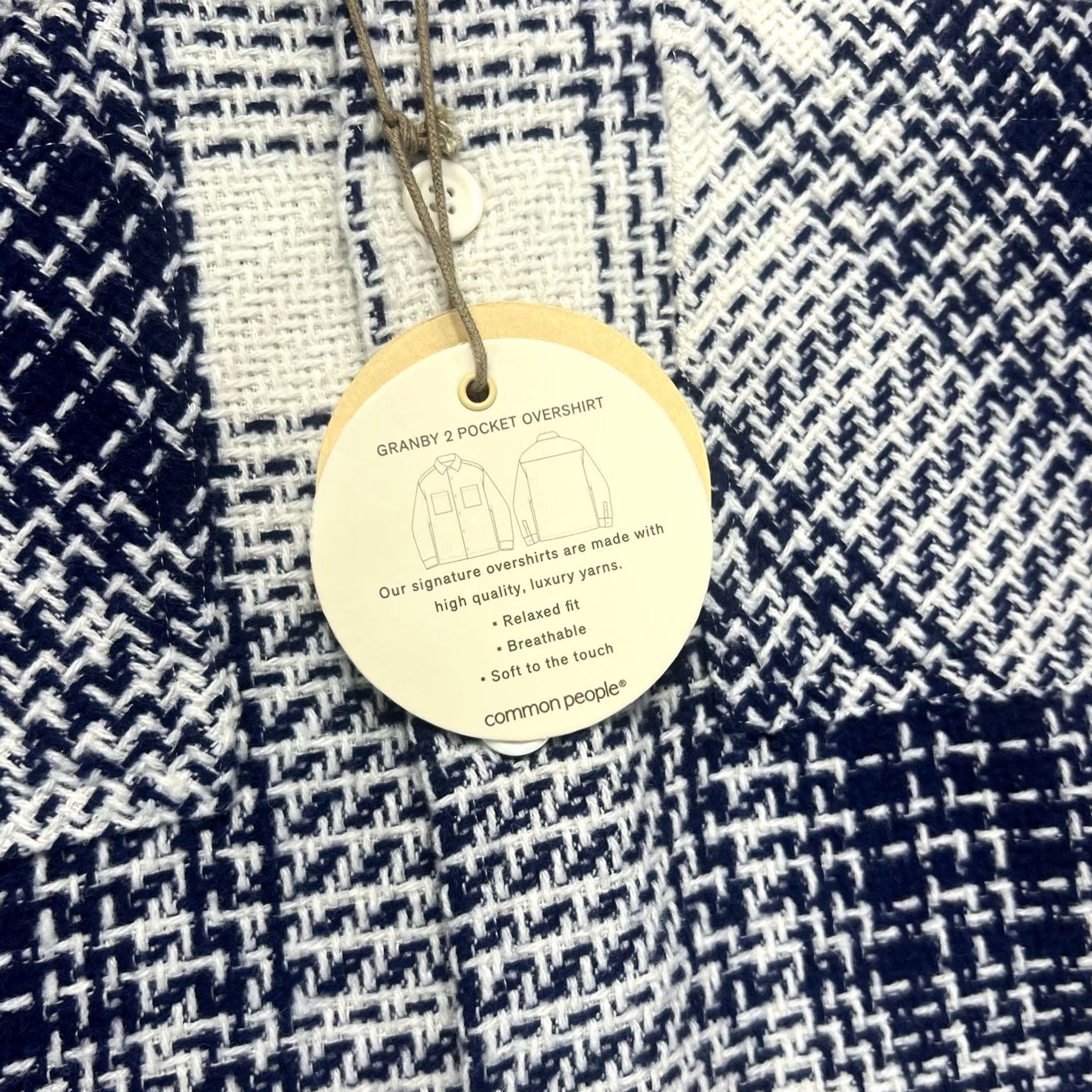 Vintage Common People Jacket Check Navy White Overshirt Size L Men’s NWT Button Front Casual Polyester One Word: Jacket Size US L / EU 52-54 / 3 - 4 Thumbnail