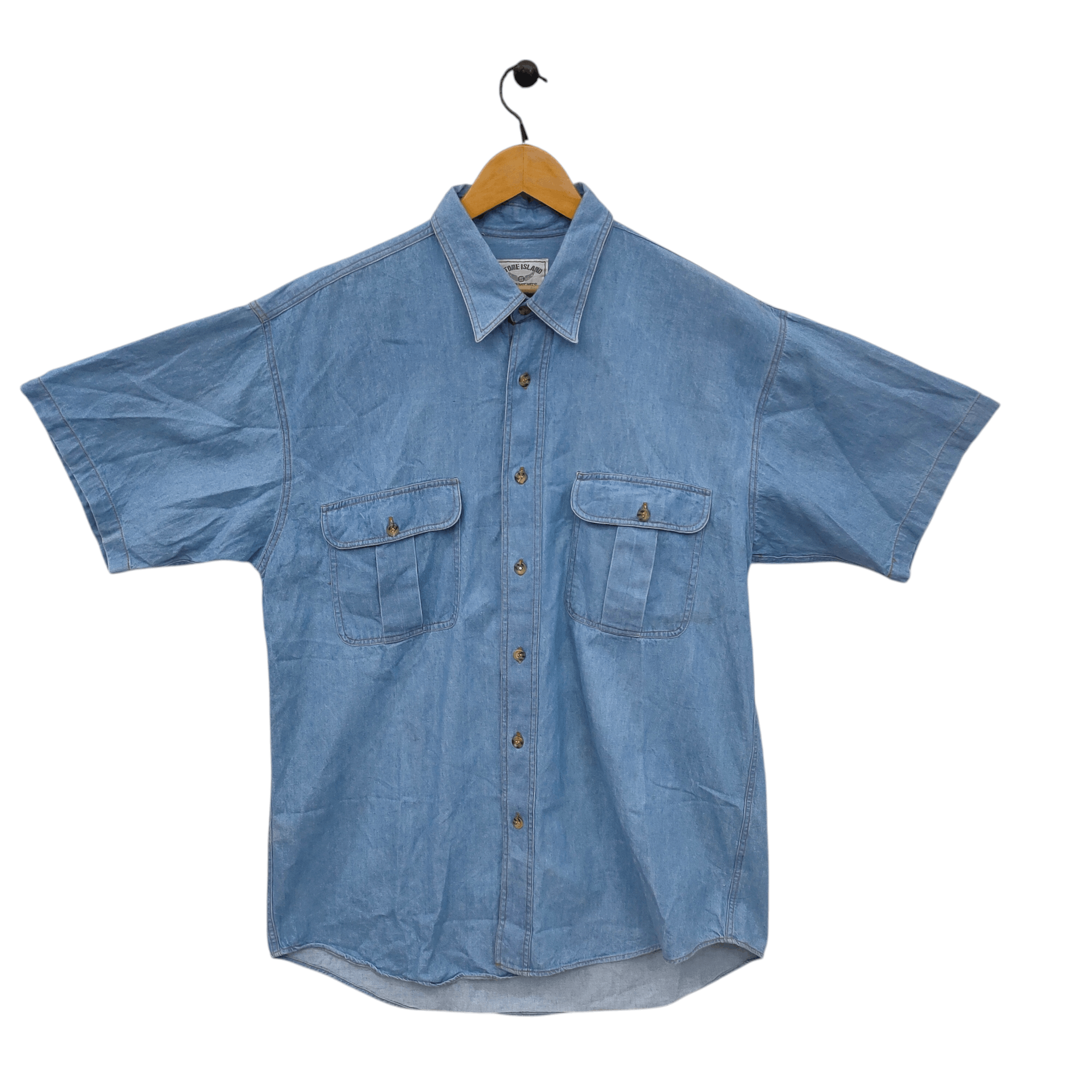 Stone Island Stone Island Garment Denim Short Sleeve Shirt Workwear Style Size US L / EU 52-54 / 3 - 1 Thumbnail