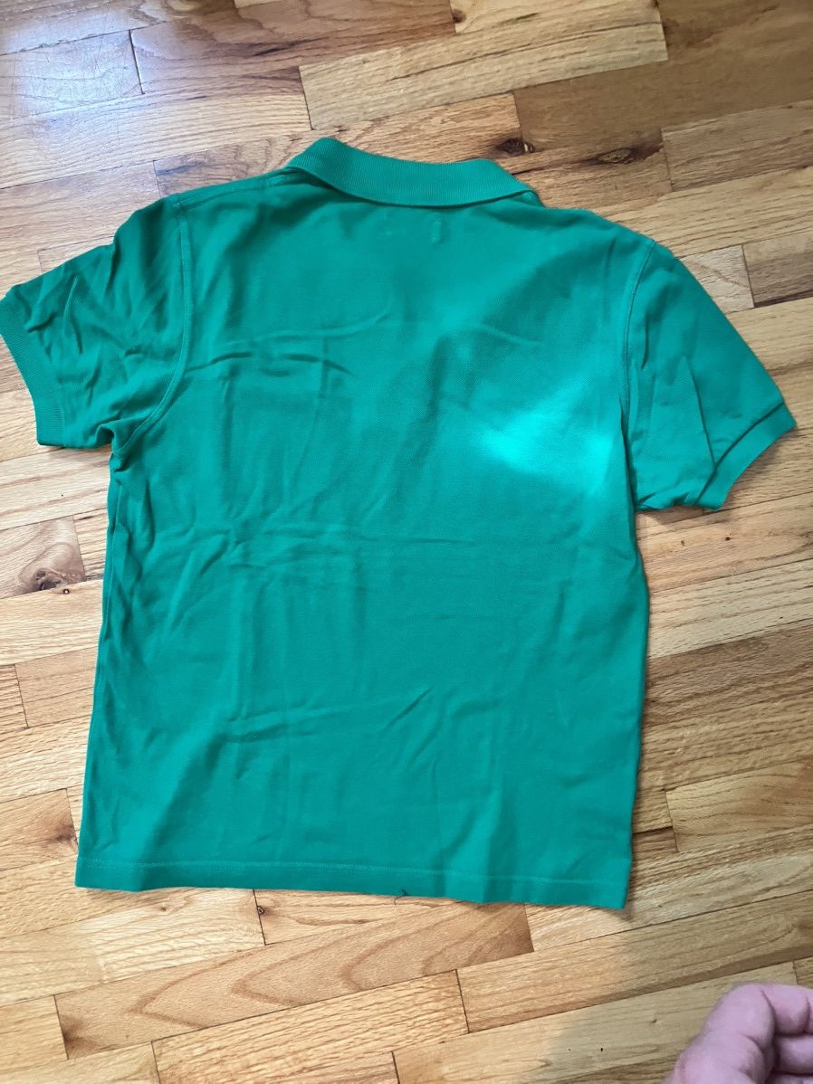 Raf Simons SS14 Green Cropped Polo Shirt with floral patch pocket Size US XS / EU 42 / 0 - 4 Thumbnail