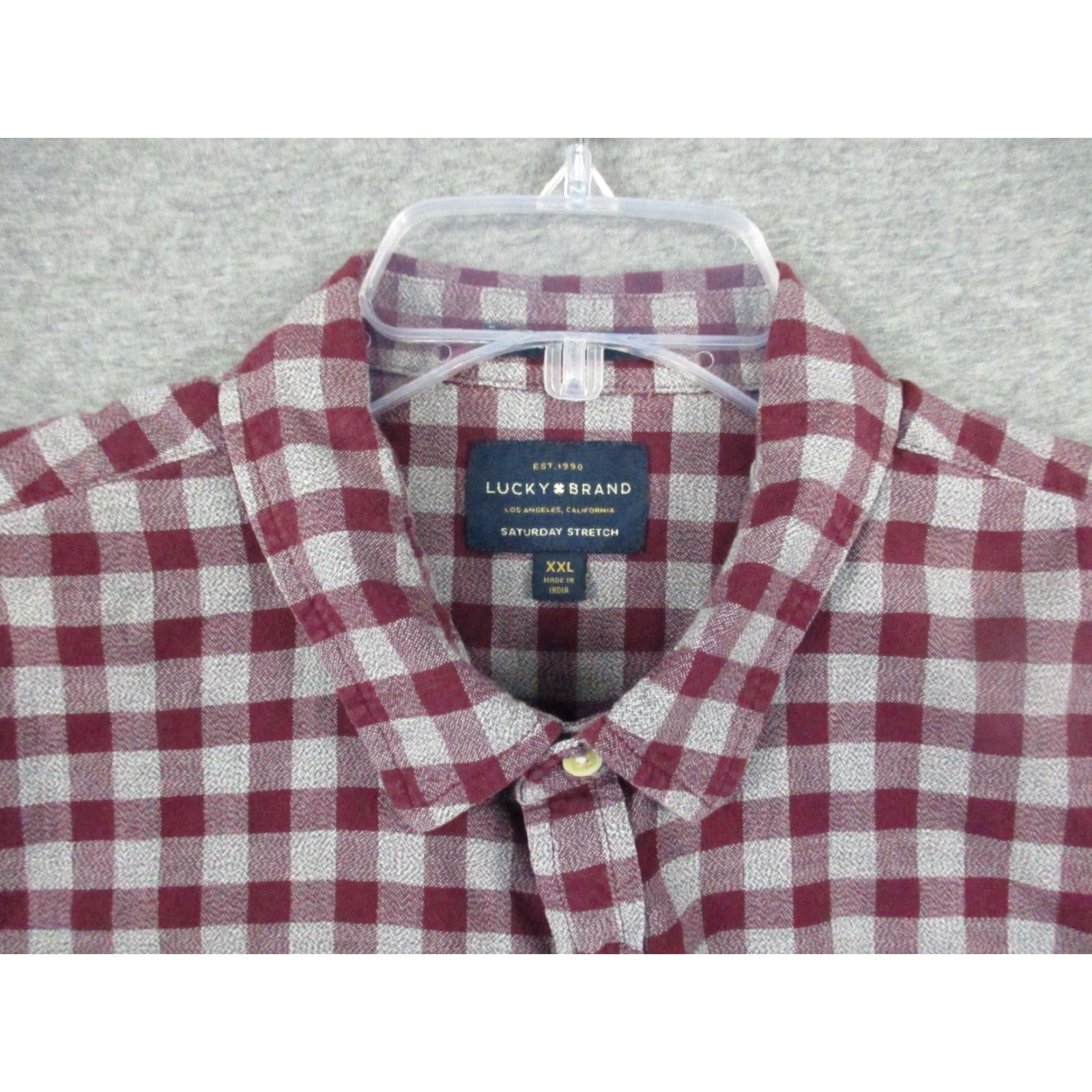 Lucky Brand Lucky Brand Shirt Mens 2XL Saturday Stretch Red Plaid Cotton Blend Long Sleeve Shirt Size US XXL / EU 58 / 5 - 3 Thumbnail