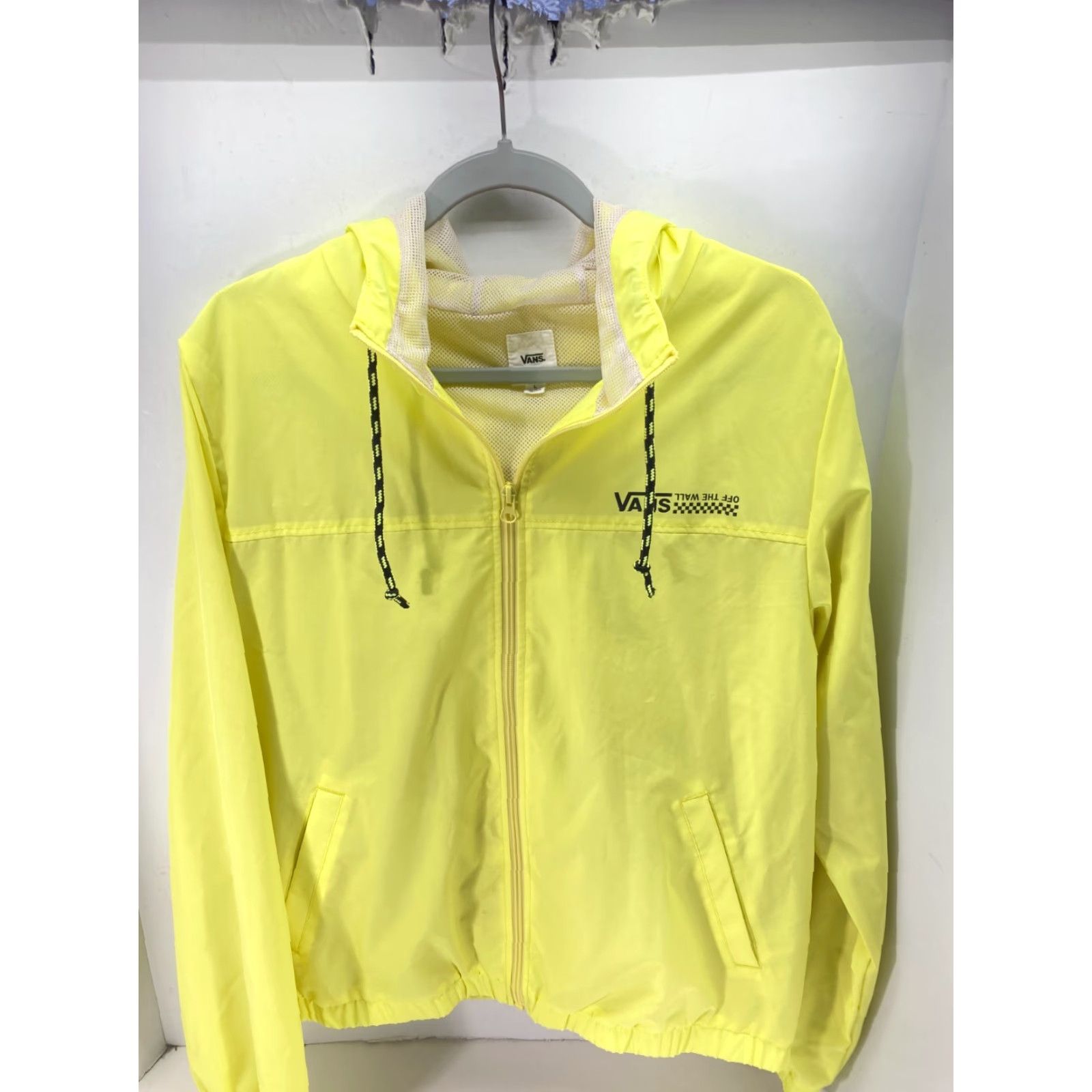 Vans Vans Kastle Turvey Windbreaker Jacket Womens L Yellow Zip Up Hooded Drawstring Jacket Size L / US 10 / IT 46 - 3 Thumbnail