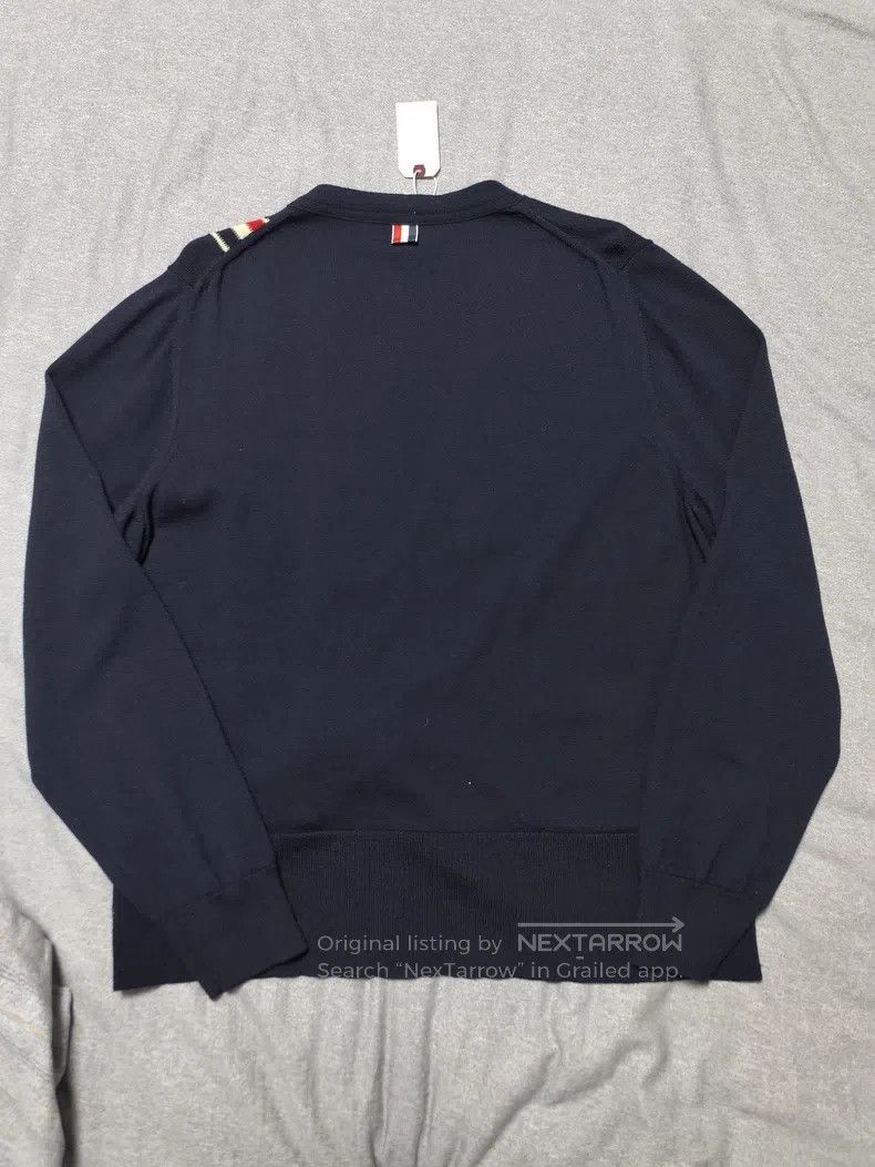 Thom Browne Thom Browne Navy Blue V-Neck Cardigan Size US XXL / EU 58 / 5 - 5 Thumbnail