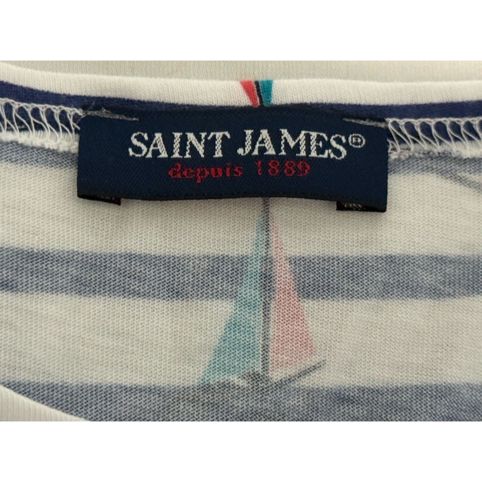 Saint James VINTAGE Saint-James Women’s Cotton Long Sleeve T-Shirt Nautical Striped Sailboats Size 12 Size XL / US 12-14 / IT 48-50 - 5 Thumbnail