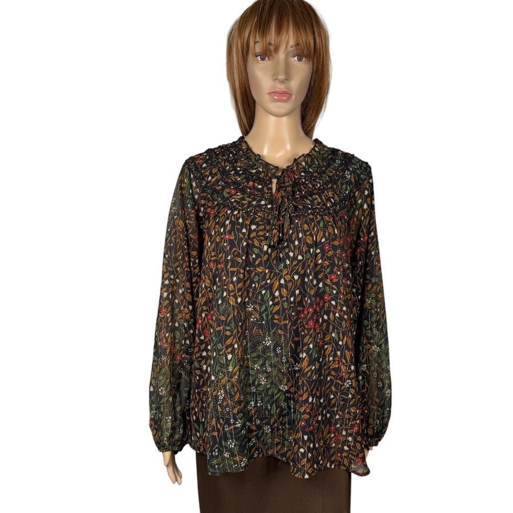 Other New Maurices Floral Ruffle Peasant Blouse Size 1X Size XL / US 12-14 / IT 48-50 - 2 Thumbnail