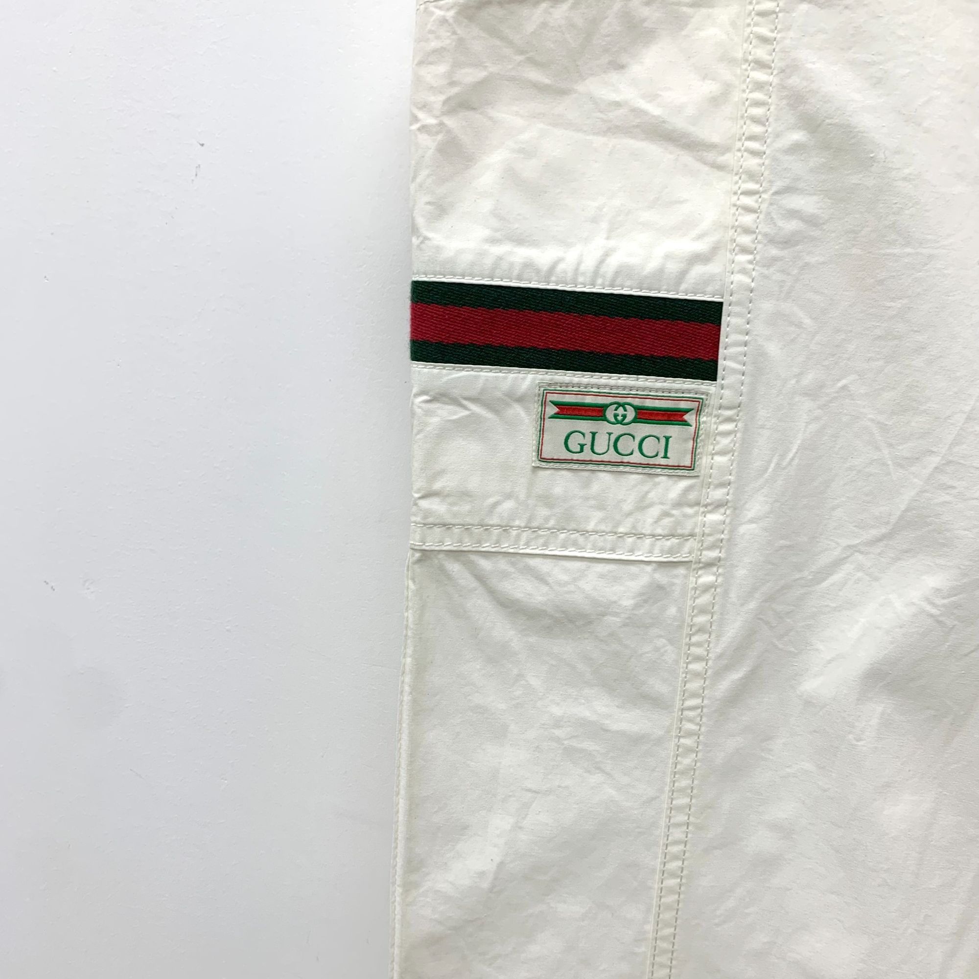 Gucci Gucci White Cotton Drawstring Casual Trousers W/ Striped Web Size US 32 / EU 48 - 6 Thumbnail
