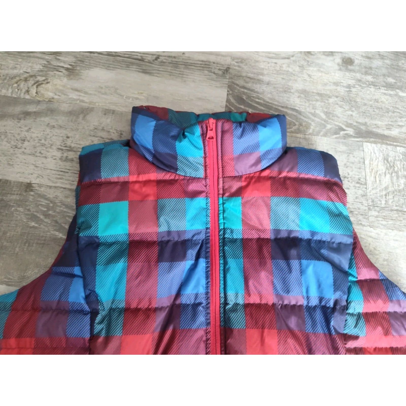 Lands' End Lands' End Multi Plaid Print Full-Zip Down Puffer Vest Size L EUC Size L / US 10 / IT 46 - 2 Thumbnail