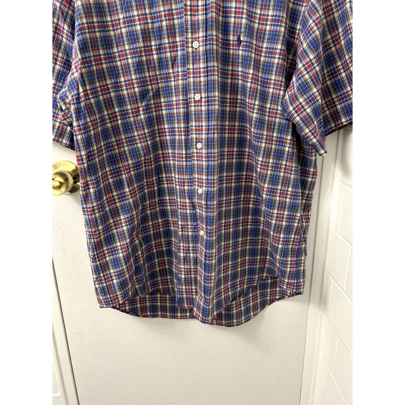 Ralph Lauren VINTAGE Ralph Lauren Blake Shirt Mens Medium Blue Red Plaid Short Sleeve Button Down Size US M / EU 48-50 / 2 - 3 Thumbnail