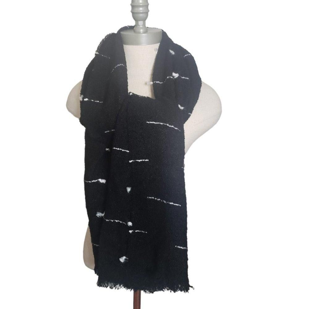 Designer CT825 J. Crew NWT Black and White Lightweight Shawl/Wrap Size ONE SIZE - 3 Thumbnail