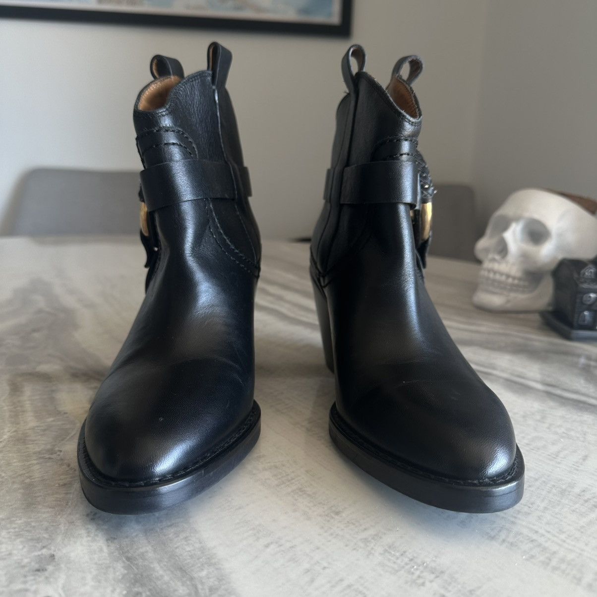 See by Chloe See by Chloe Hana Cowboy Black Leather Harness Ankle Boots Size US 7 / IT 37 - 3 Thumbnail