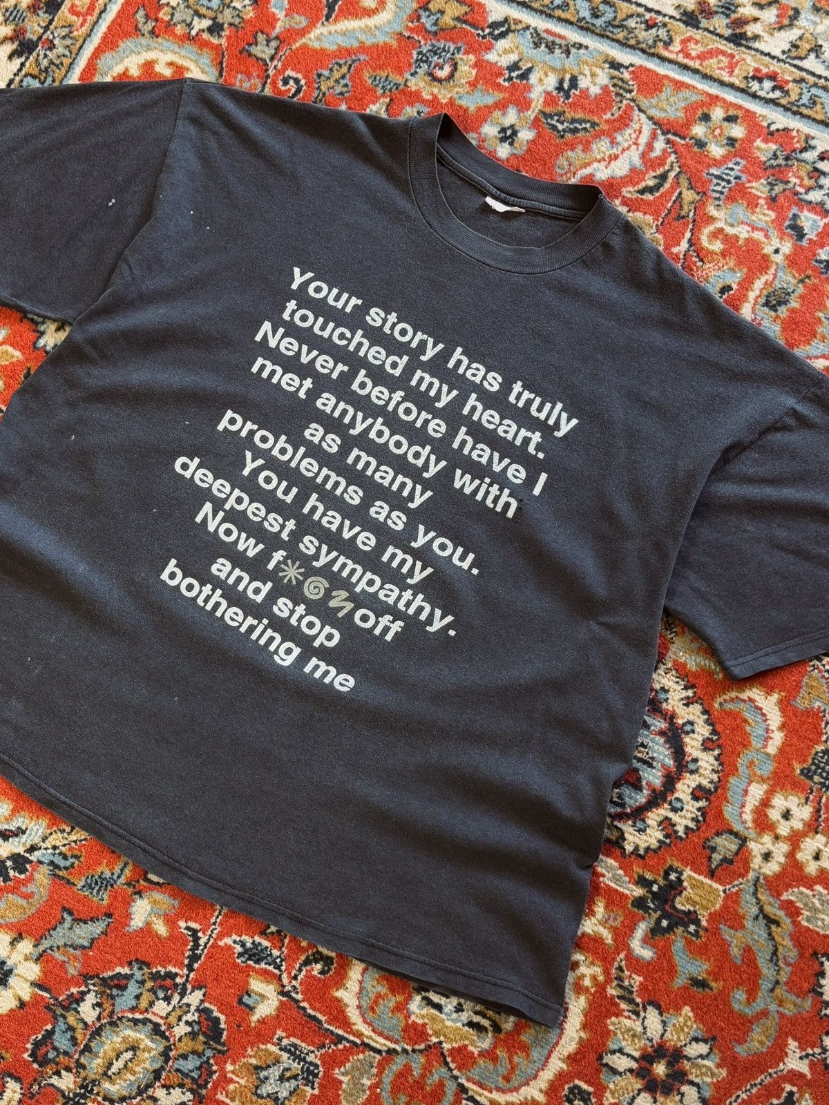 Vintage Vintage 90s Fuck Off Poem Faded T-Shirt Tee Size US XL / EU 56 / 4 - 4 Thumbnail