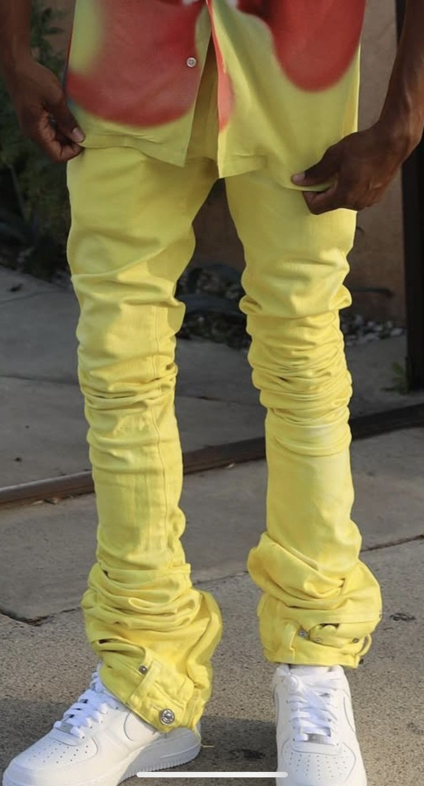 Pacsun Yellow Super Stacked Denim Custom Jeans Size US 29 - 2 Thumbnail