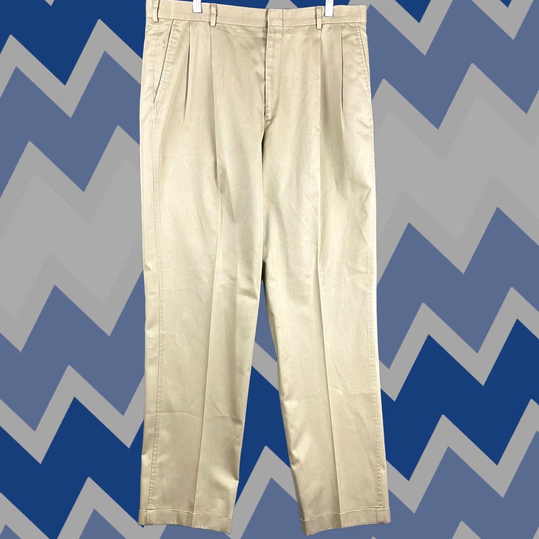 Lands' End Lands' End Chino Pants Mens Beige Size 38 Hook & Eye Polyester Blend Size US 38 / EU 54 - 1 Thumbnail