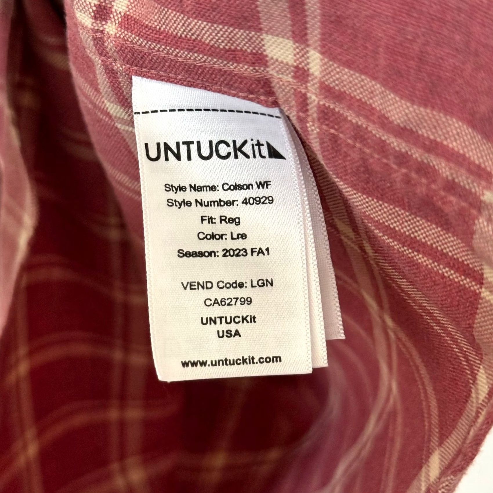 UNTUCKit UNTUCKit Red Plaid Button Down Flannel Long Sleeve Cotton Mens-L Size US L / EU 52-54 / 3 - 6 Thumbnail