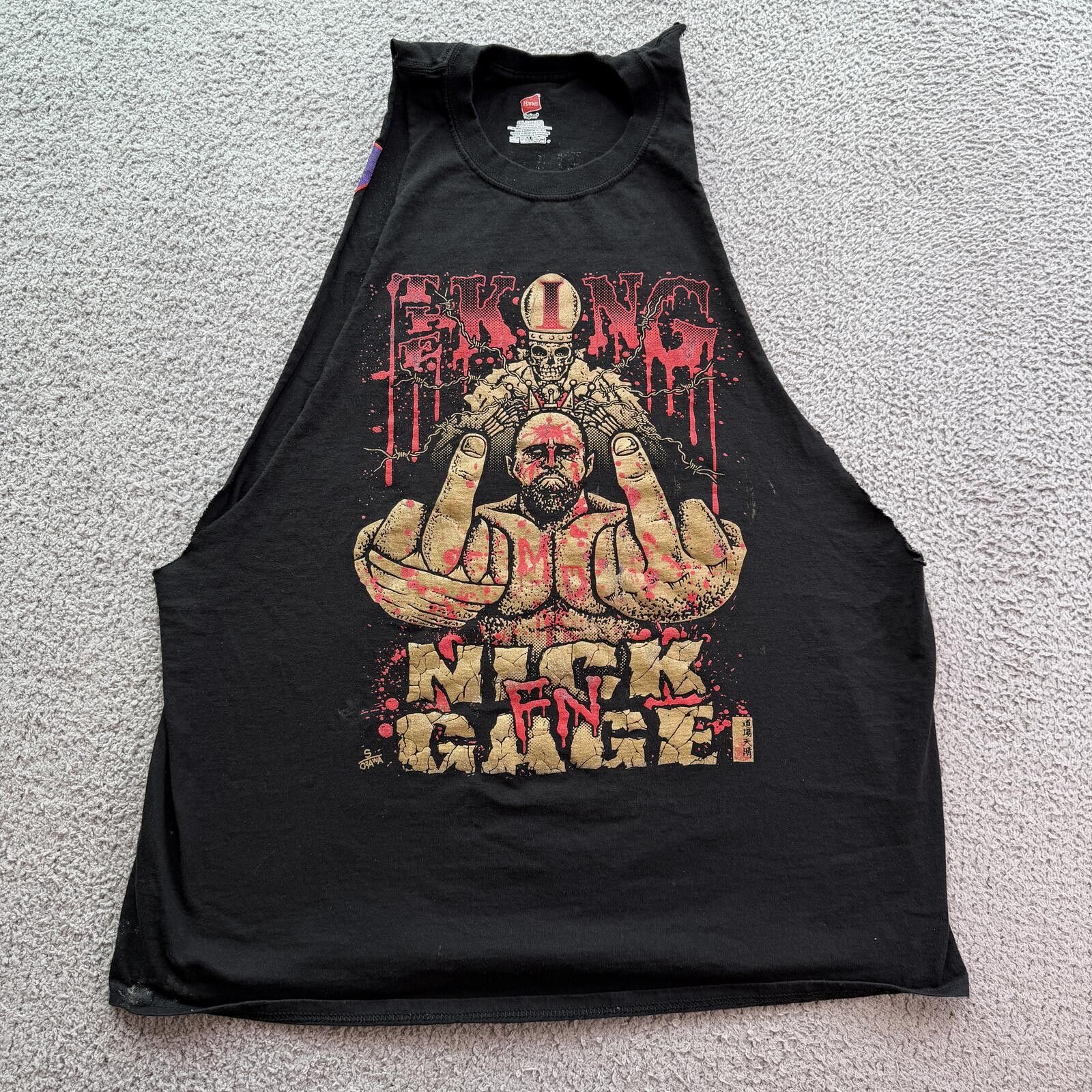 Hanes GCW Wrestling Nick Gage Cut Off Tank Top 2XL Black Wrestler Size US XXL / EU 58 / 5 - 1 Thumbnail