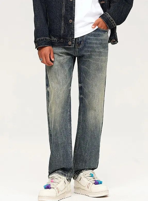 Japanese Brand Retro straight washed loose wide-leg casual jeans Size US 32 / EU 48 - 6 Thumbnail