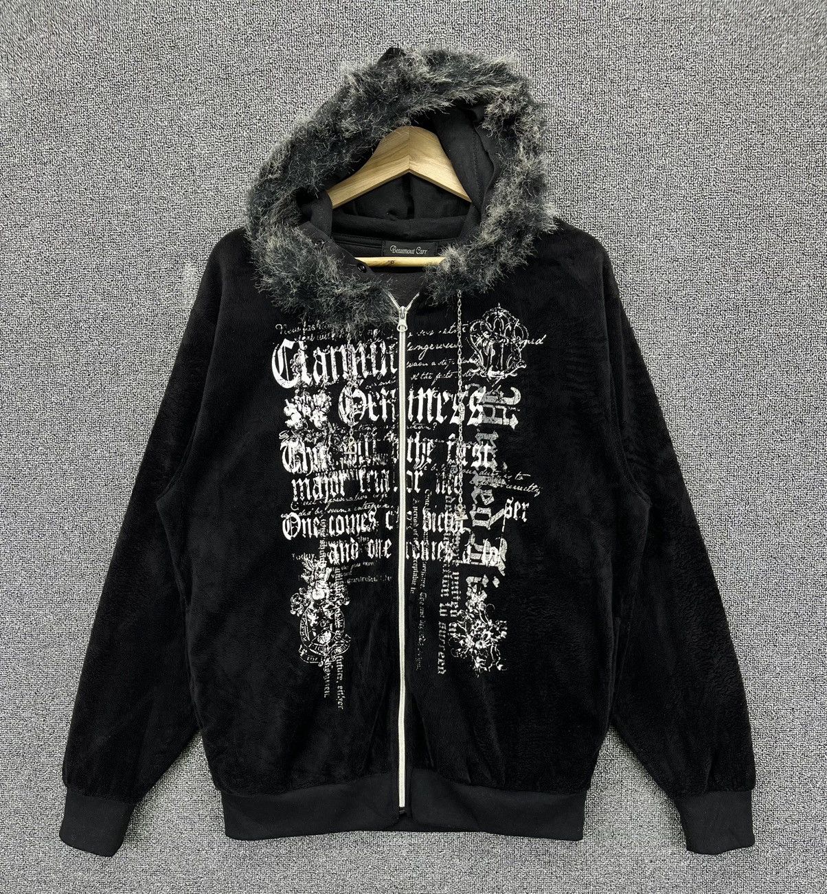 Japanese Brand Beaumont Carr Poem Punk Fur Hoodie Fleece Jacket Size US L / EU 52-54 / 3 - 1 Thumbnail