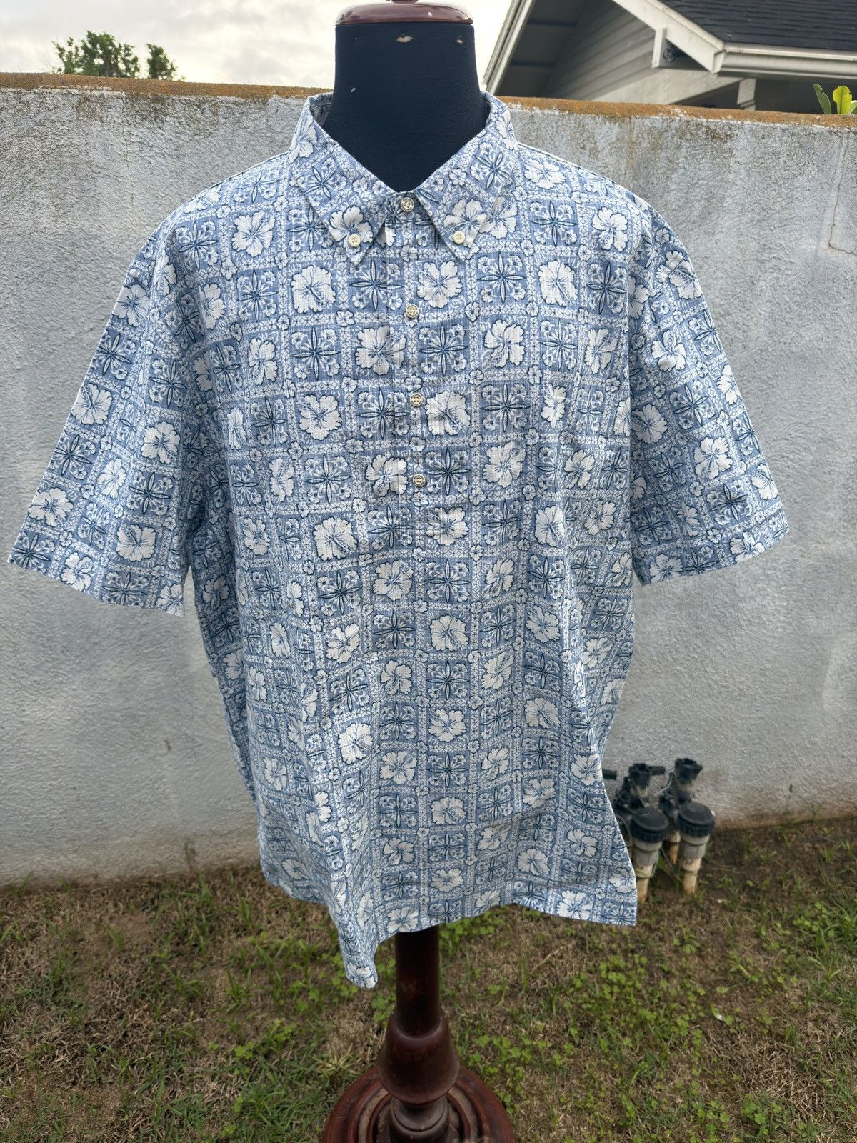 Reyn Spooner PreOwned Reyn Spooner Hawaiian Blue 3/4 Button Men's 3XL Size US XXL / EU 58 / 5 - 1 Thumbnail