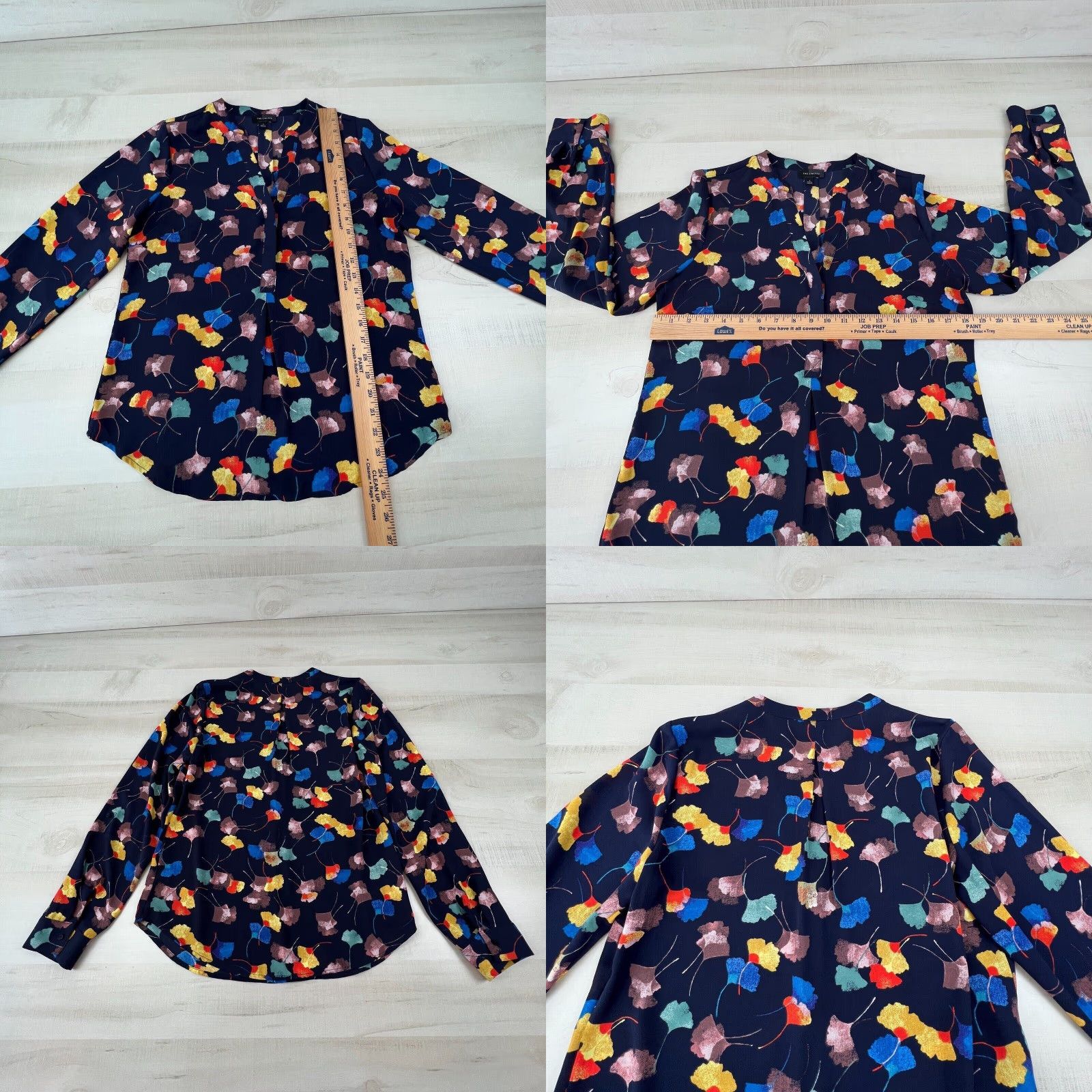 Vintage The Limited Womens Small Long Sleeve Blue Floral V Neck Blouse Shirt Size S / US 4 / IT 40 - 8 Thumbnail