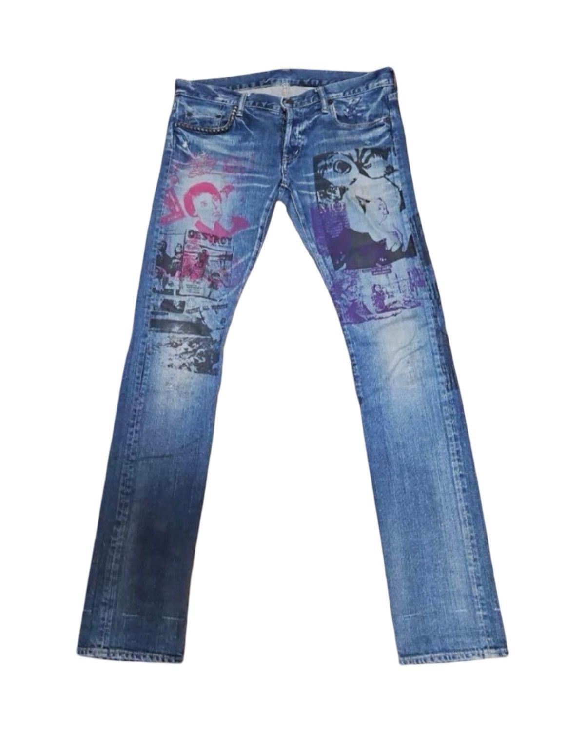 Hysteric Glamour Destroy All Monsters Studded Denim Jeans Size US 34 / EU 50 - 1 Thumbnail