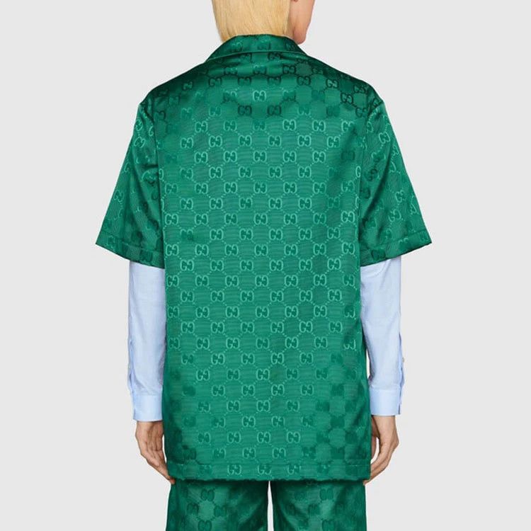 Gucci Gucci SS22 Aria Allover GG Canvas Short Sleeve Bowling Shirt Size US M / EU 48-50 / 2 - 2 Thumbnail