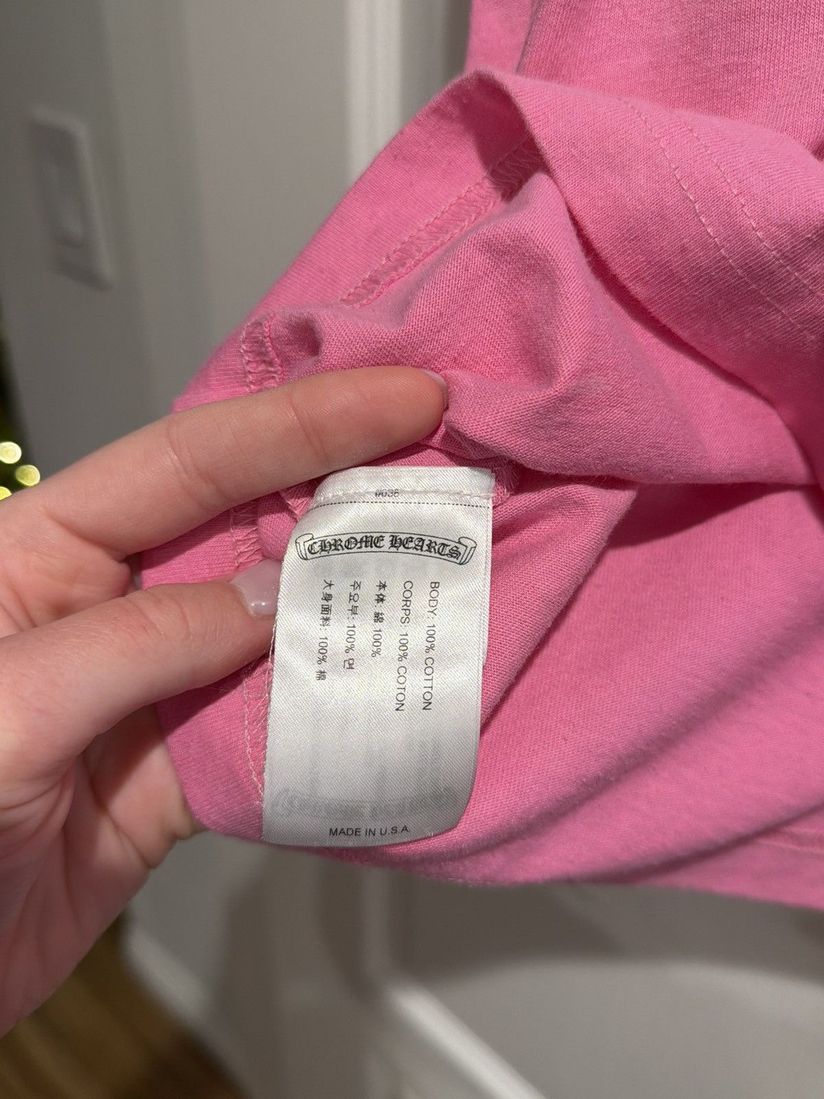 Chrome Hearts Chrome Hearts Scroll Logo Pocket Tee 'Pink/Blue' Size US L / EU 52-54 / 3 - 7 Thumbnail