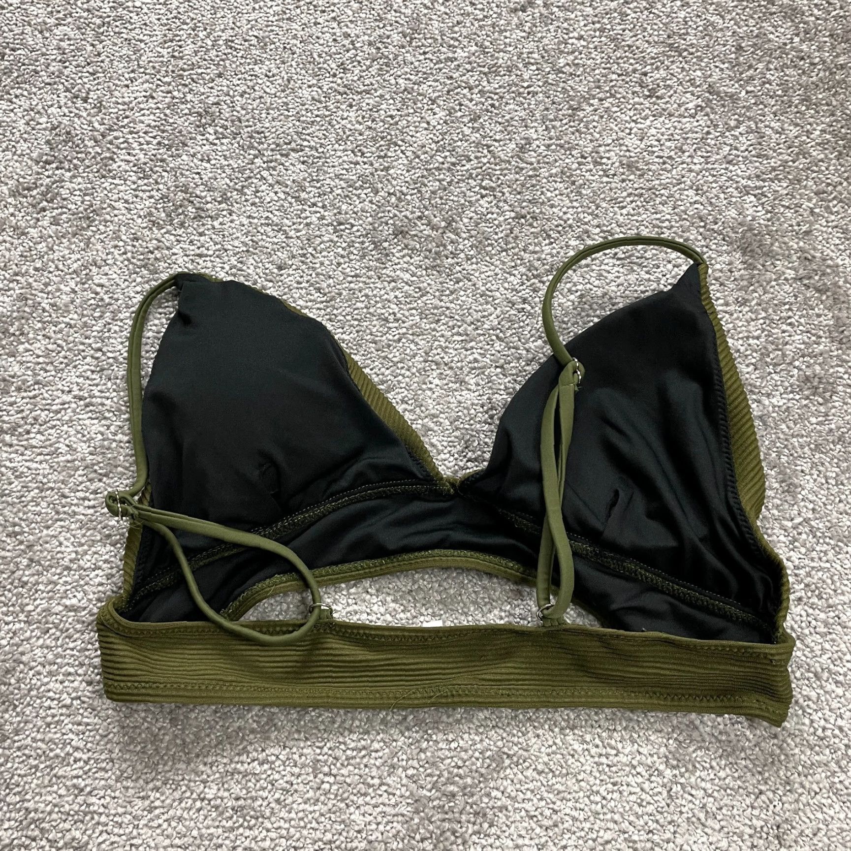 Vintage Unbranded Women's Bikini Top Large Solid Green Spaghetti Strap Beach Swimwear Size L / US 10 / IT 46 - 3 Thumbnail