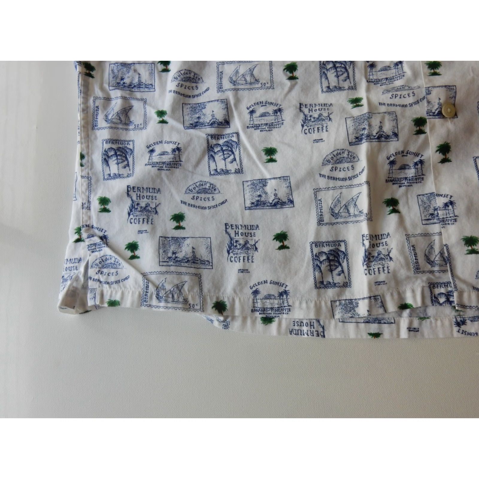 Nautica VTG Nautica Men's Hawaiian Shirt Size M Short Sleeve Button-Up White Cotton Camp Collar Stamp Loop Collar Mens Size US M / EU 48-50 / 2 - 3 Thumbnail