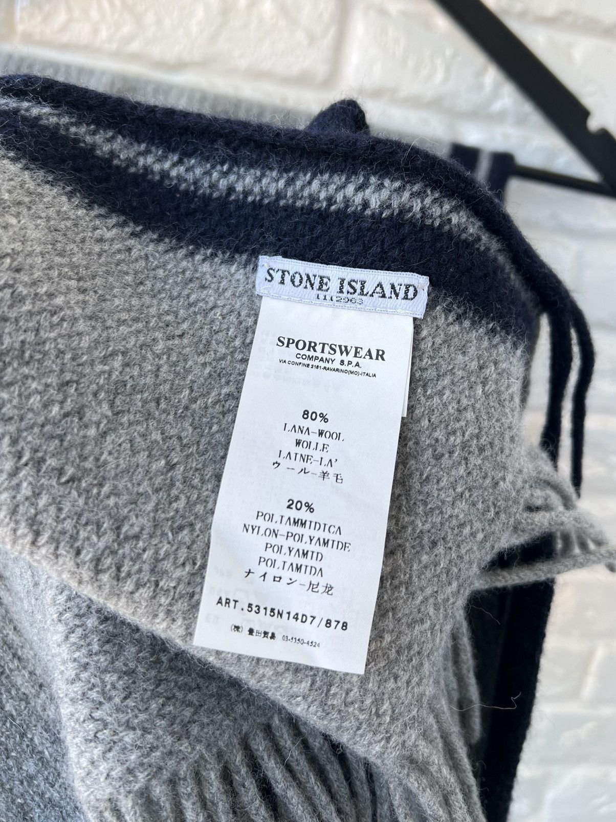 Stone Island Stone Island Gray Wool Logo Knit Scarf Size ONE SIZE - 6 Thumbnail