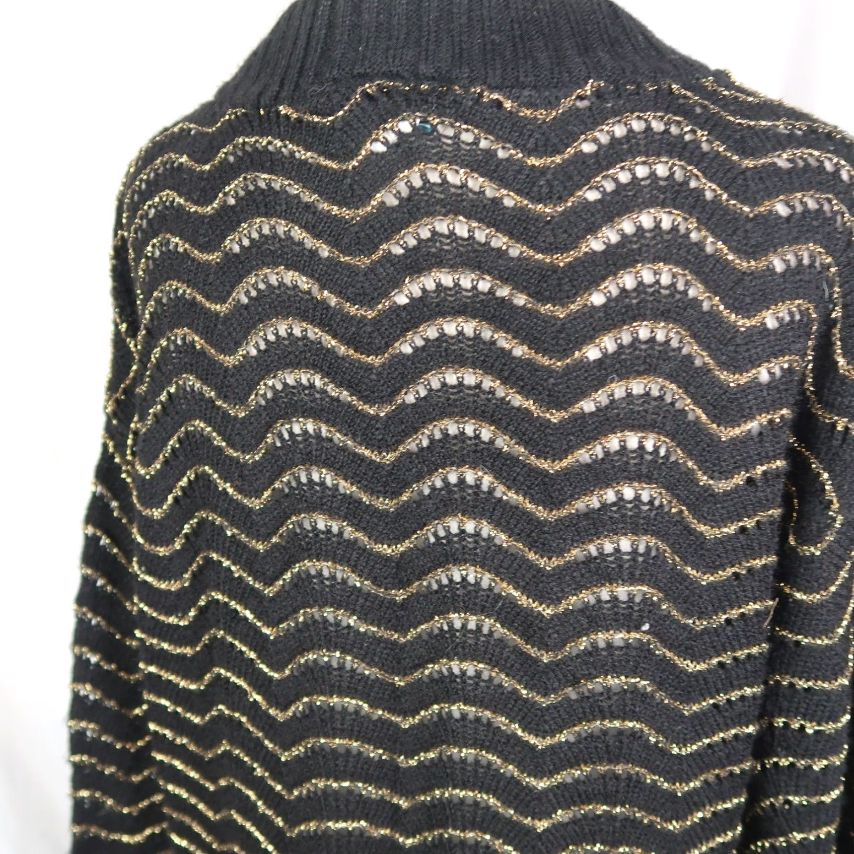 Vintage VINTAGE Village Fair Black Metallic Gold Wavy Stripe Tunic Sweater XL Long Sleeve Women Size XL / US 12-14 / IT 48-50 - 5 Thumbnail