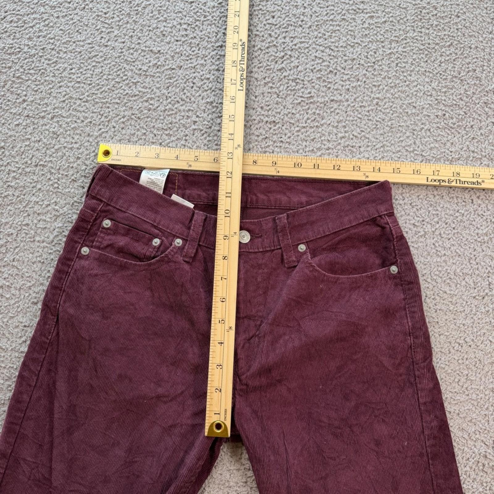 Levi's Levis 511 Slim Fit Burgundy Corduroy Pants Mens 30x30 Maroon Size 30" / US 8 / IT 44 - 3 Thumbnail