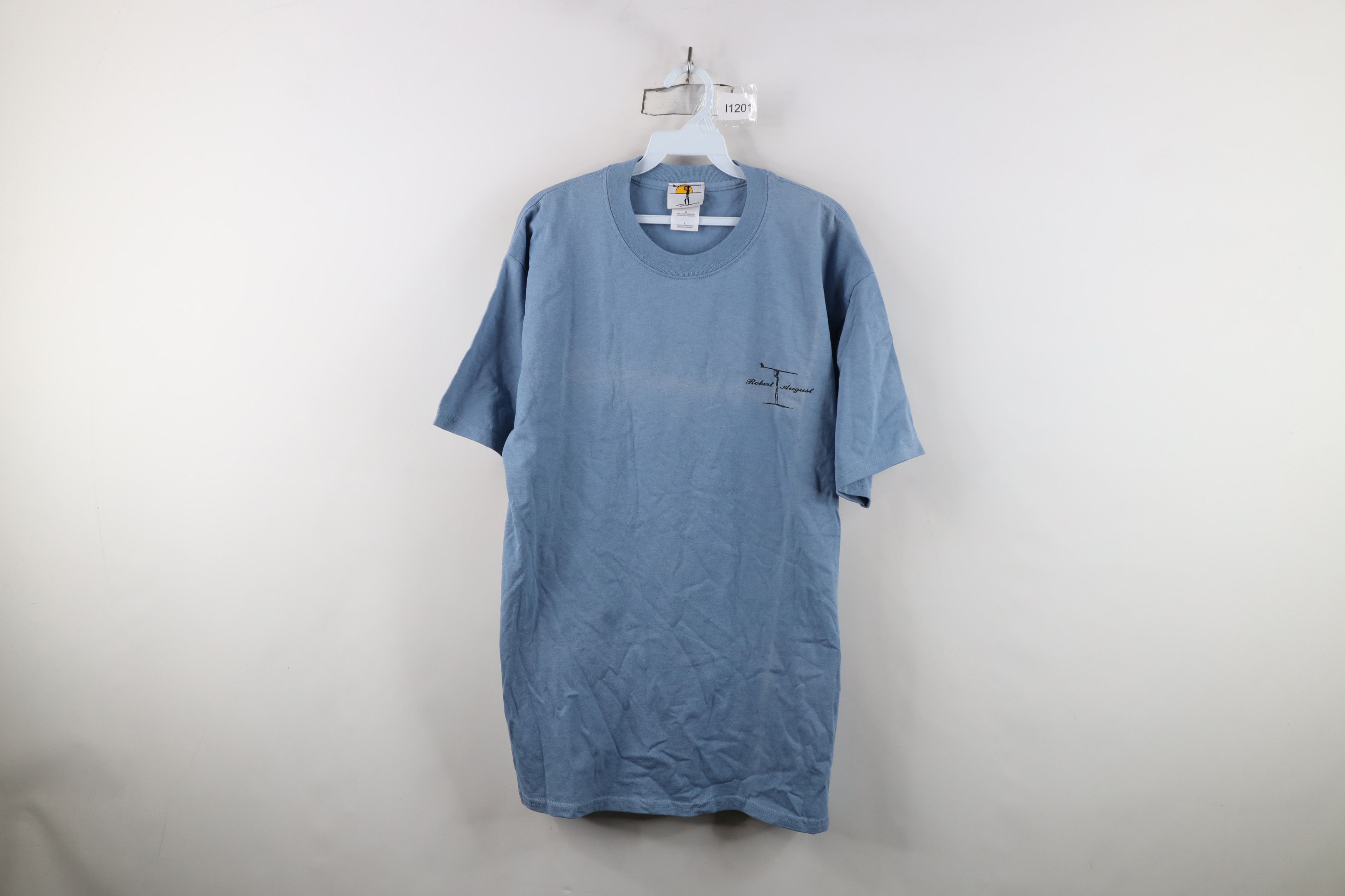 Vintage Vintage 90s Robert August Surfing Surf T-Shirt Blue Size US L / EU 52-54 / 3 - 1 Thumbnail