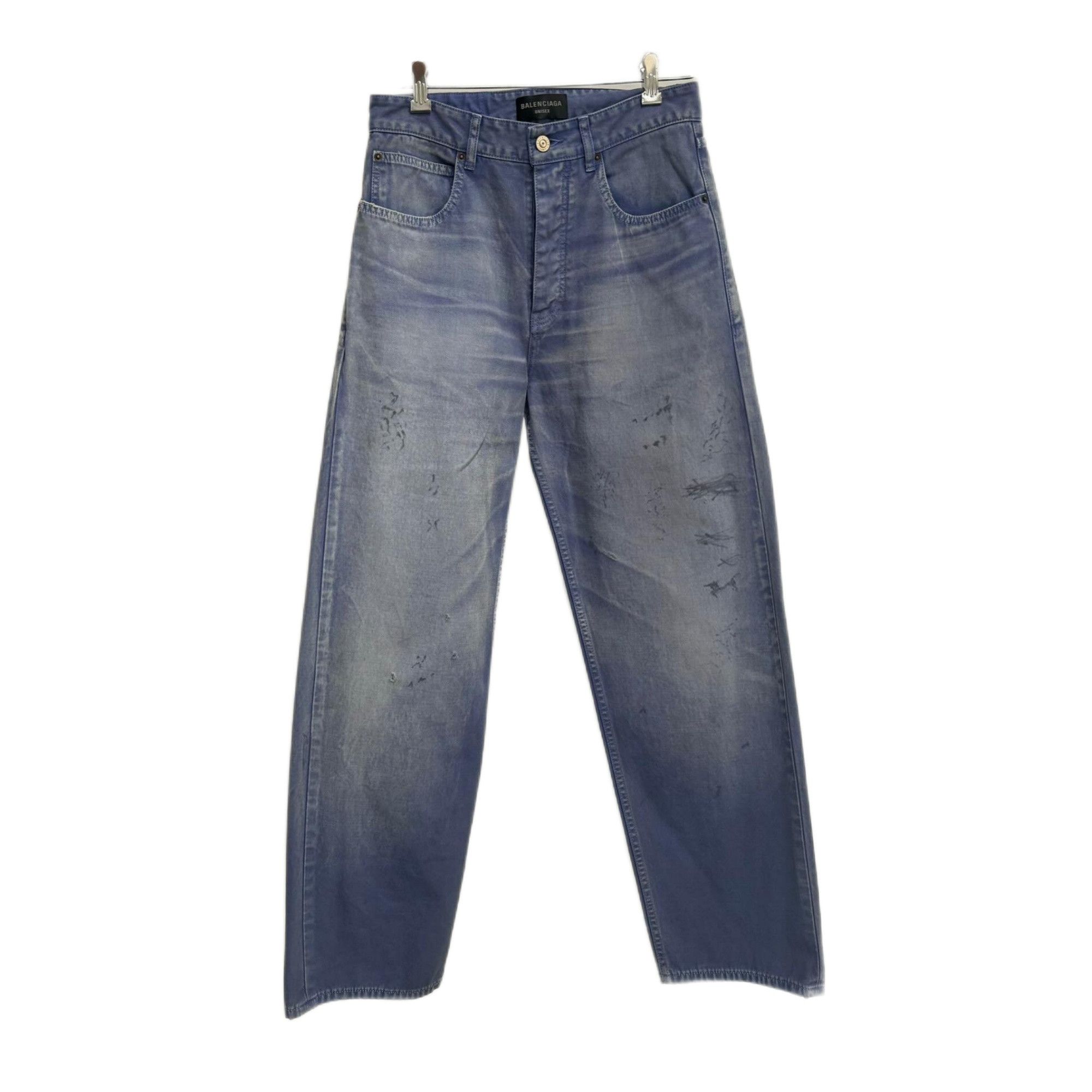 Balenciaga Workwear Purple Distressed Loose Fit Jeans Size 32" / US 10 / IT 46 - 1 Thumbnail