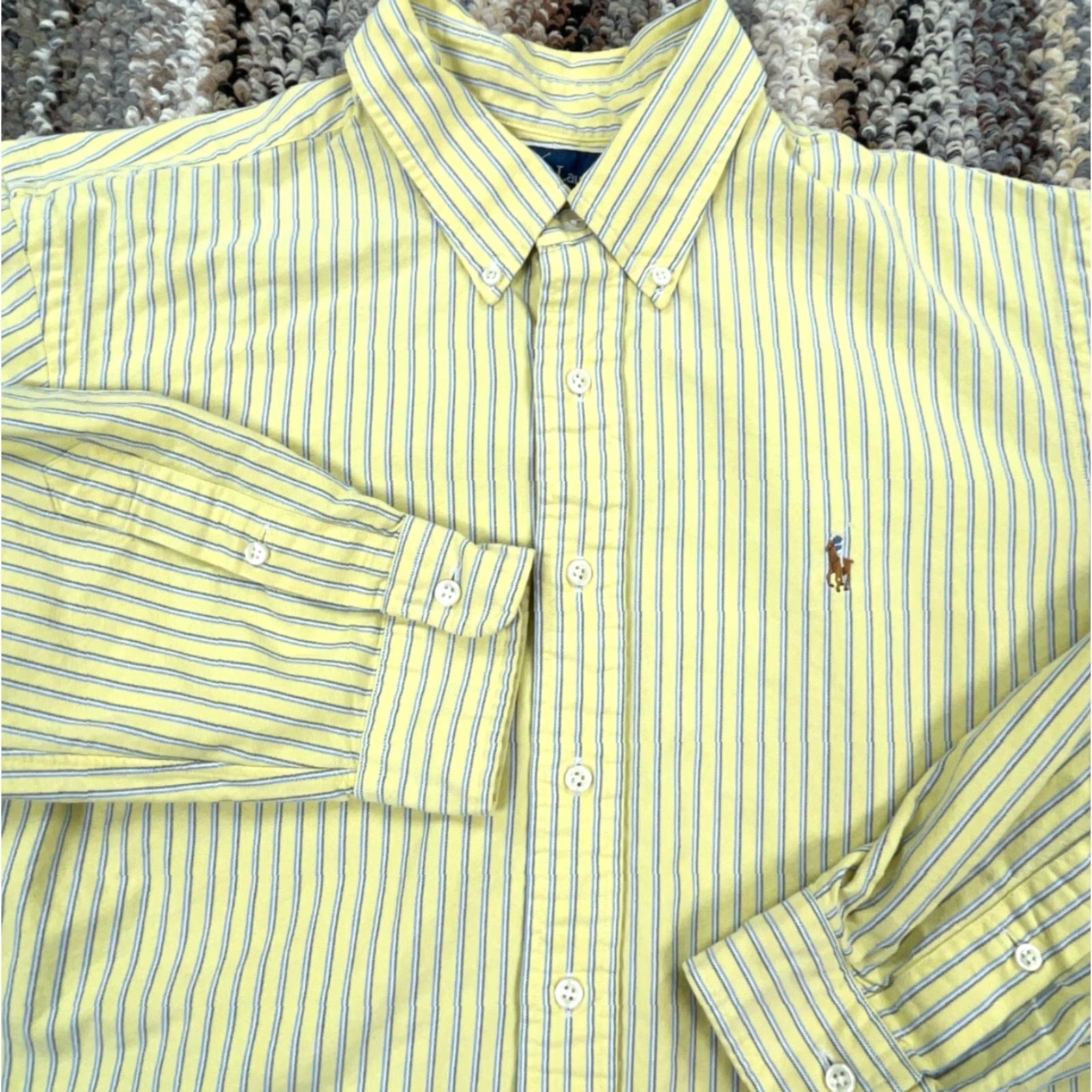 Ralph Lauren Ralph Lauren Custom Fit Button-Up Shirt Men XL Yellow Striped Long Sleeve Regular Fit Size US XL / EU 56 / 4 - 3 Thumbnail