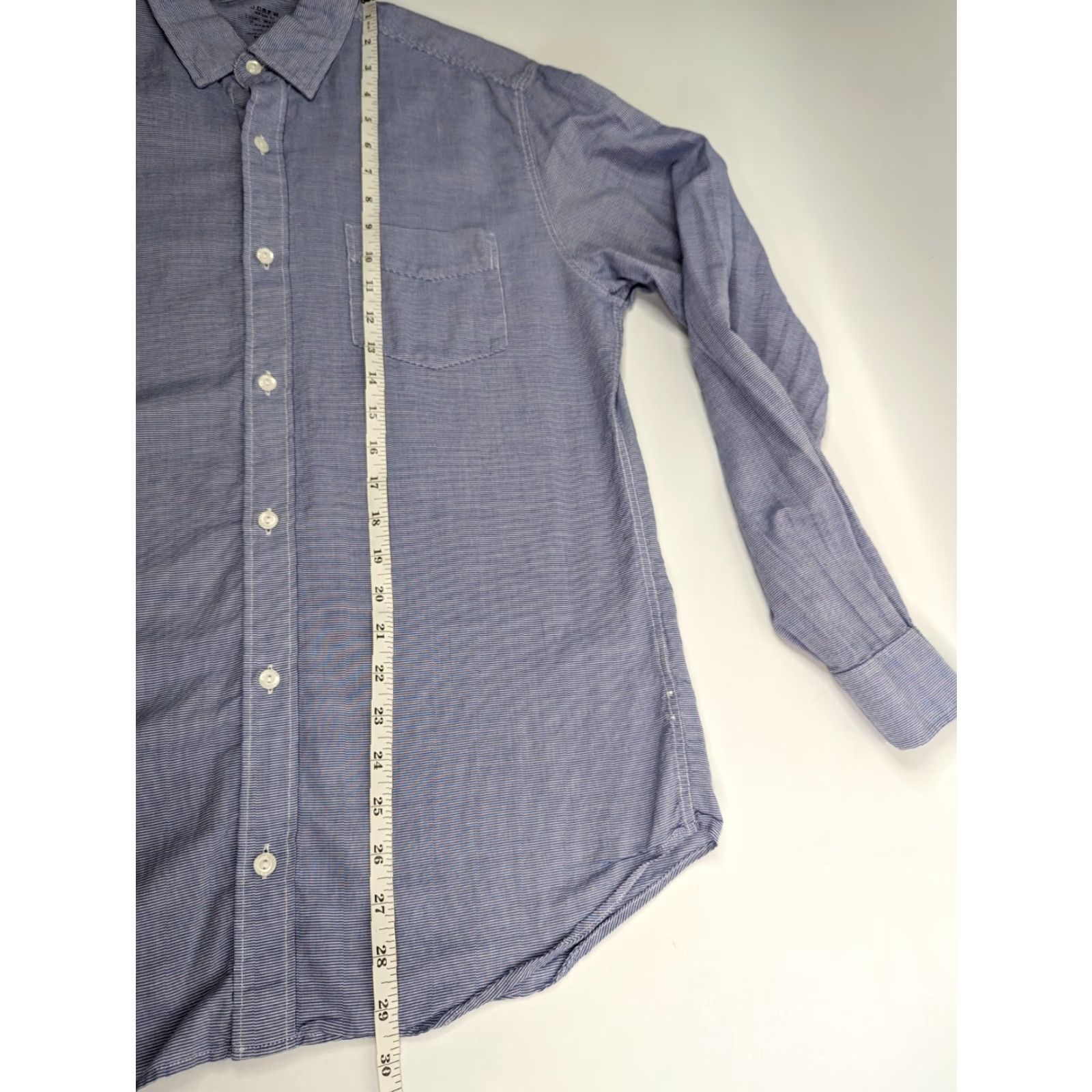 J.Crew J Crew Button-Up Chambray Shirt Blue Stripe Men's Medium Lightweight Casual Preppy Classic School Button-Down, Regular Fit, Long Sleeve, Cotton Size US M / EU 48-50 / 2 - 5 Thumbnail