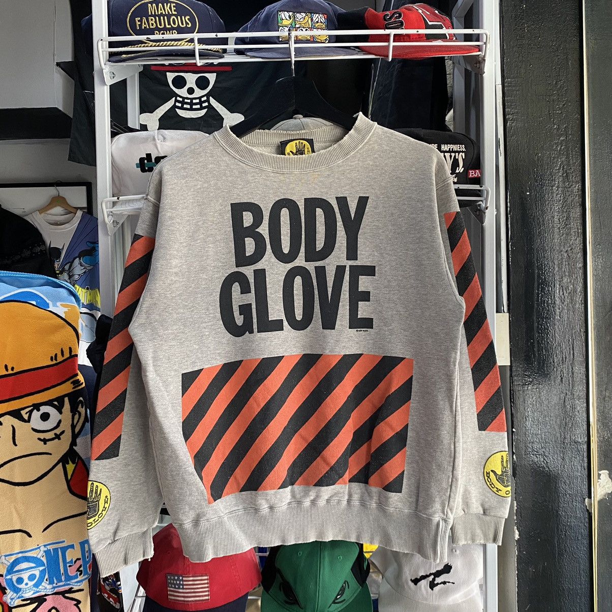 image of Vintage 90's Body Glove Big Logo Sweatshirts in Grey, Men's (Size Medium)