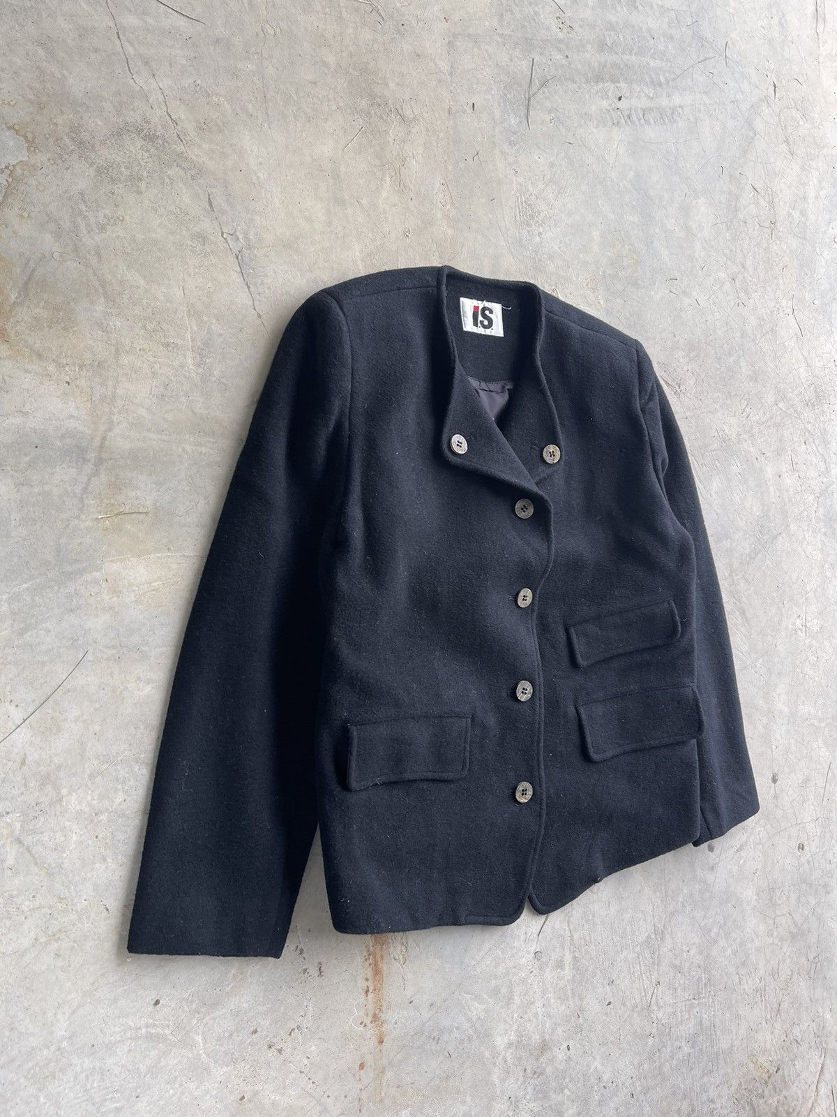 Issey Miyake × Vintage 80s Issey Miyake Wool V collared coat jacket Size M / US 6-8 / IT 42-44 - 4 Thumbnail