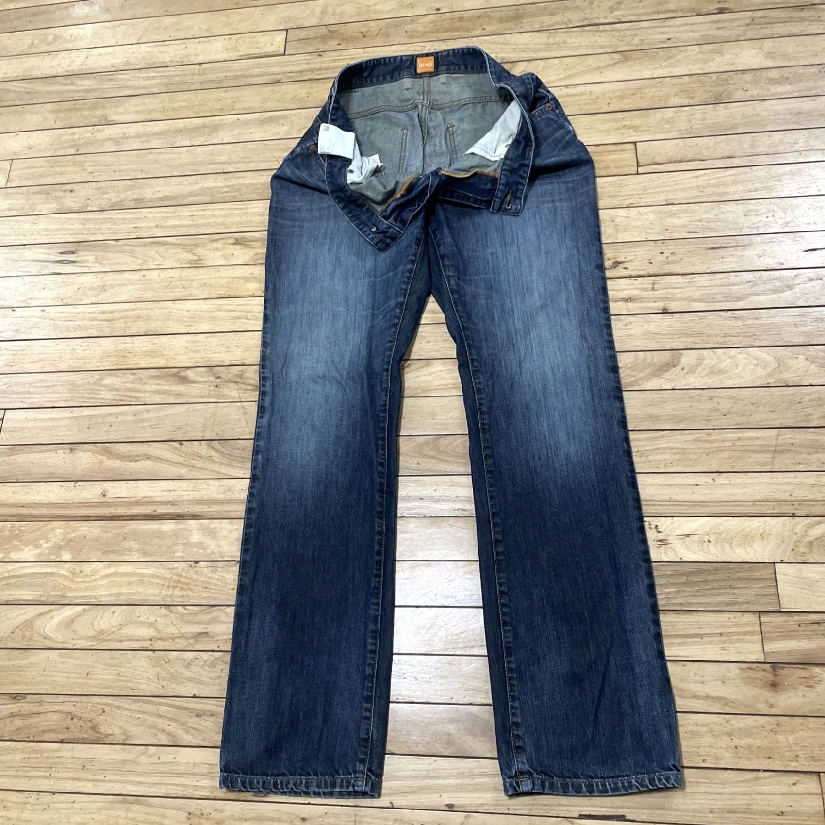 Hugo Boss HUGO BOSS Orange Jeans Men W34 L34 Blue Straight Stretch Zip Fly Denim 34/34 Jeans Size US 34 / EU 50 - 4 Thumbnail