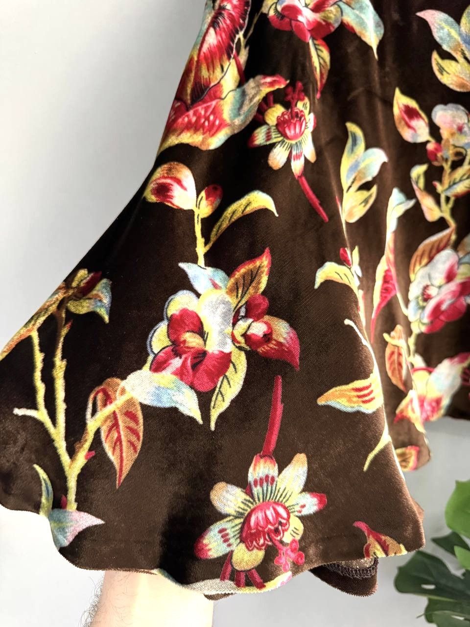 Kenzo Kenzo Paris Vintage 80s Brown Floral Velvet Skirt, Size 36/S Size 25" / US 0 / IT 36 - 4 Thumbnail