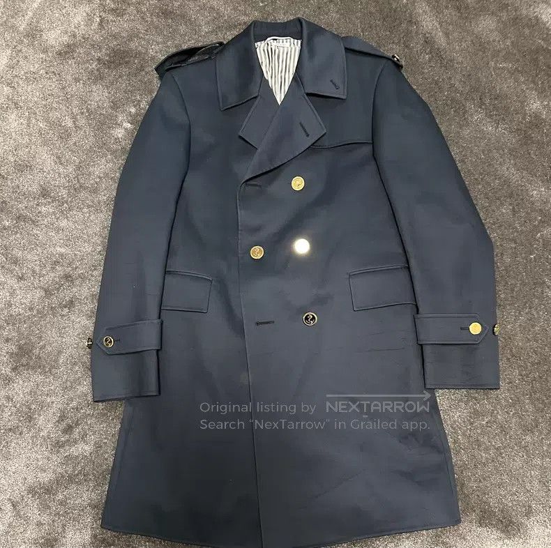 Thom Browne Thom Browne Dark blue cotton casual trench coat Size US S / EU 44-46 / 1 - 1 Thumbnail