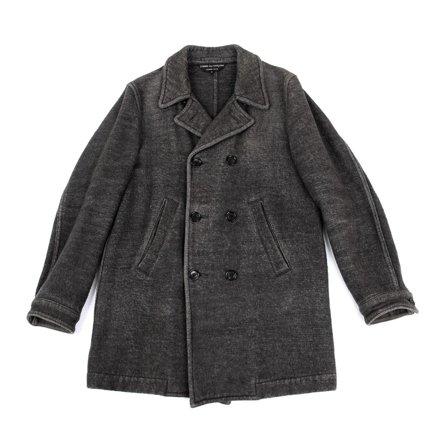 Comme des Garcons Homme Plus Cotton Rayon Pile Peacoat in Gray Size M Size US M / EU 48-50 / 2 - 1 Preview