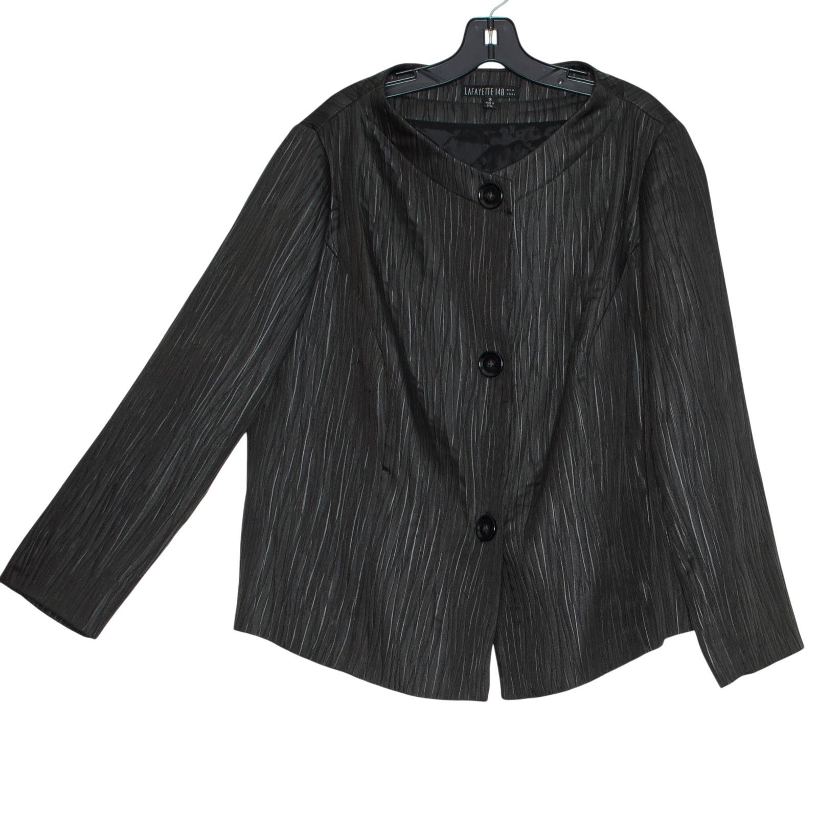 Lafayette 148 Lafayette 148 Jacket Black Crinkle 16 Button Up Minimalist Size XXL / US 16-18 / IT 52-54 - 2 Thumbnail